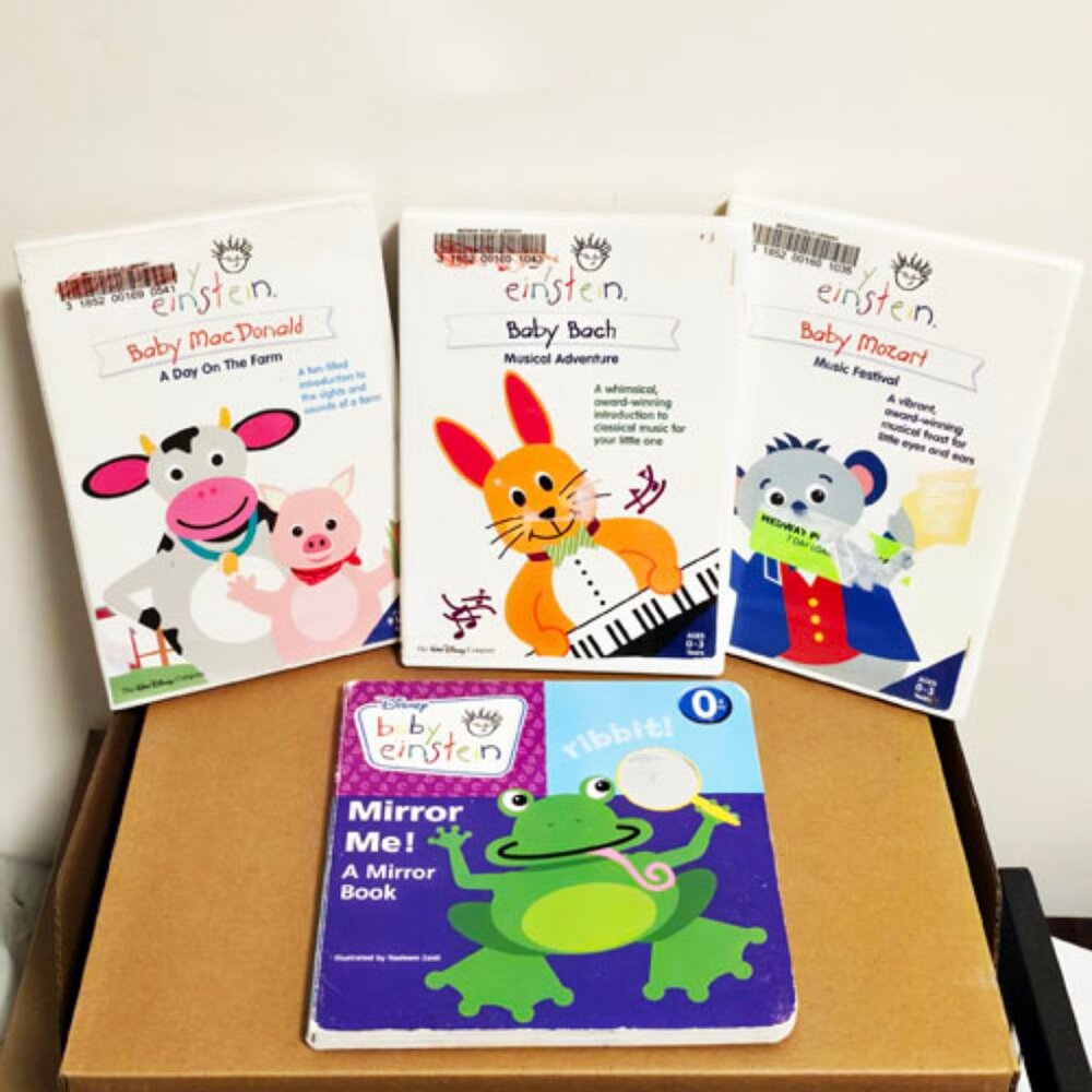 Baby Einstein DVD Lot 3 + 1 Mirror Me Board Book • Bach Mozart MacDonald